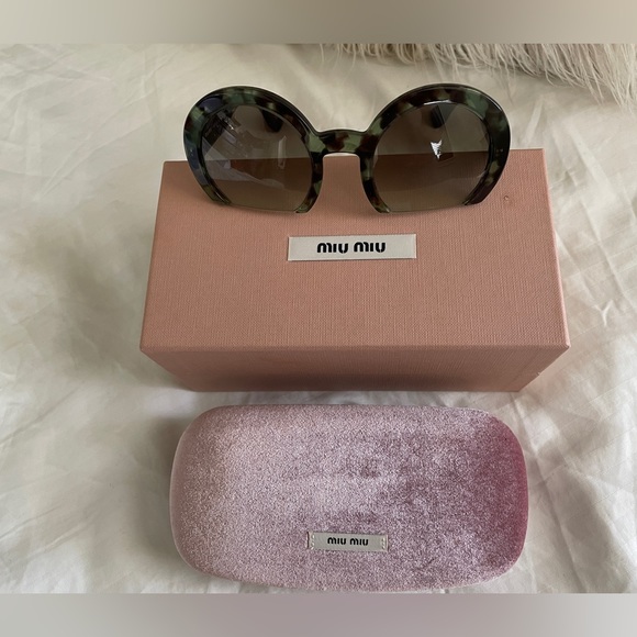 Mui Mui Designer Half Rim Round Tortoise Sunglasses - Picture 12 of 12